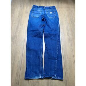 Vintage Carhartt Jeans Mens 30x34 Blue Denim Utility Work Pants relax Distress